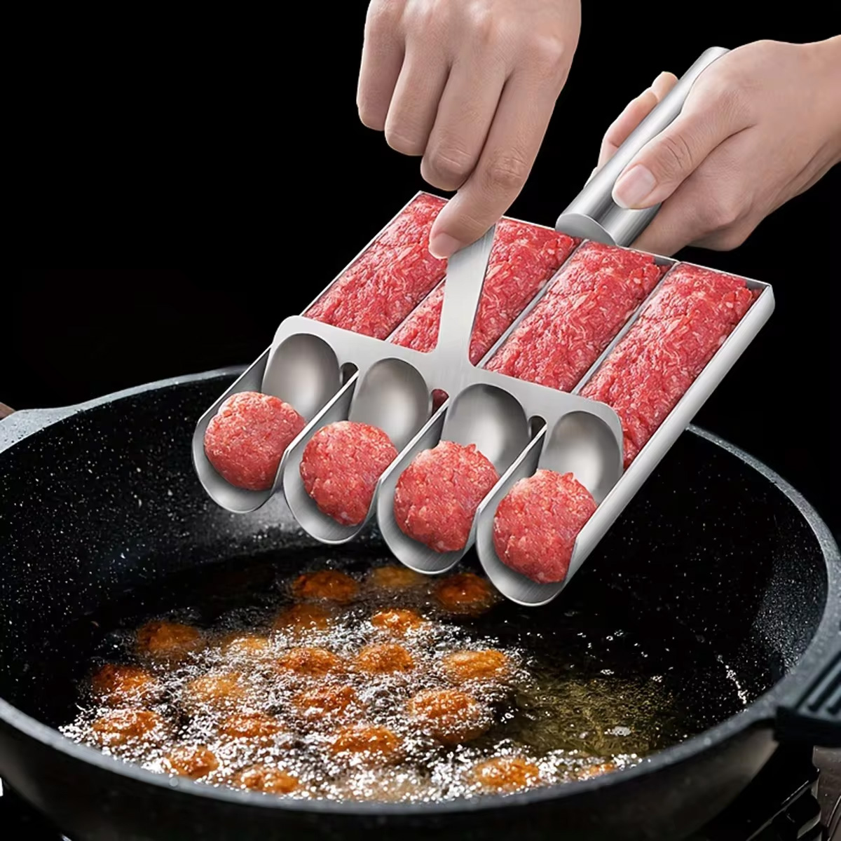Conjunto de fabricante de almôndegas antiaderente de fácil liberação - Colher de almôndega manual para bolas de peixe sem esforço - Ferramenta de cozinha ideal para cozinhar em casa