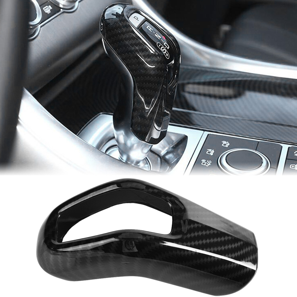 Couvercle de Pommeau de Levier de Vitesse de Voiture en Fibre de Carbone, Cadre de Garniture en Plastique ABS pour Land Rover Range Rover dehors 2014 2015 2016 2017