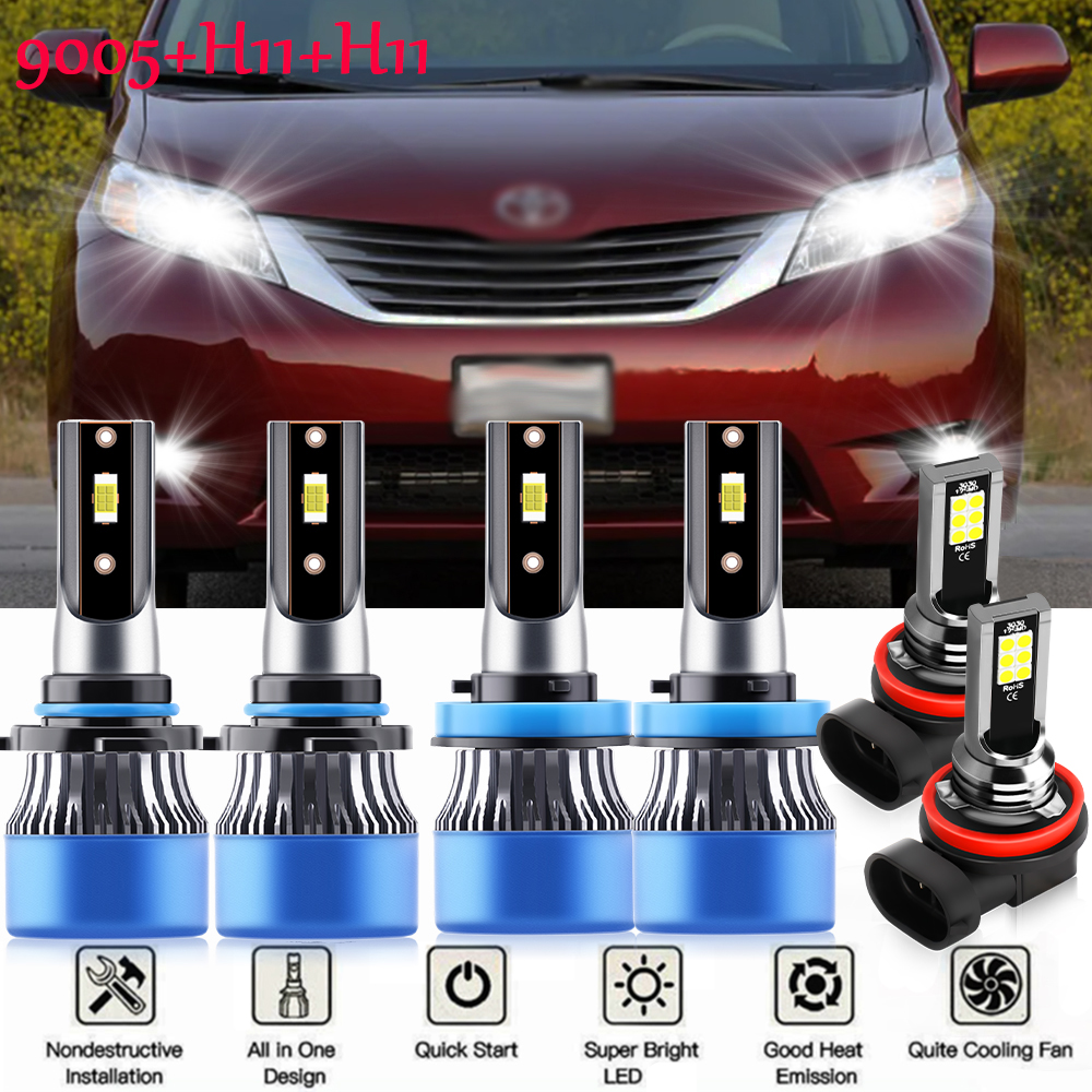15000LM Farol Farol Farol Lâmpada de Nevoeiro Lâmpada Auto Carro Para Toyota Sienna 2011 2012 2013 2014 2015 2016 2017 2018 2019 2020