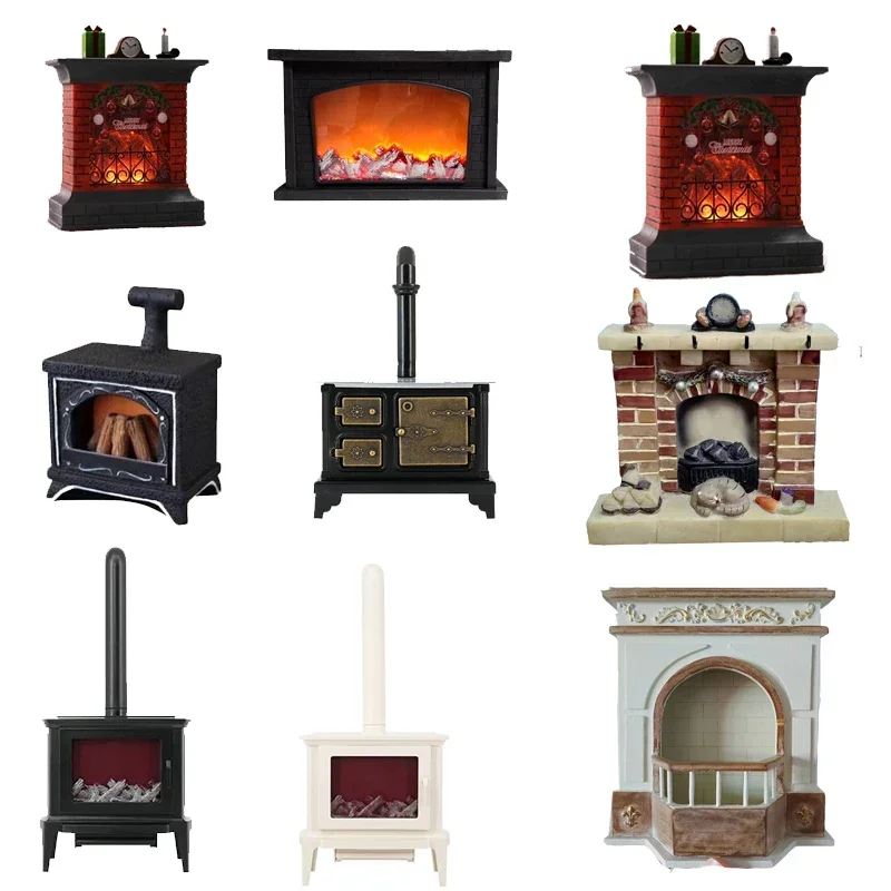 Mini staromodny komin akcesoria Home Decor miniaturowe meble zabawka Mini kominek domek dla lalek kuchenka do gotowania dla dzieci prezent