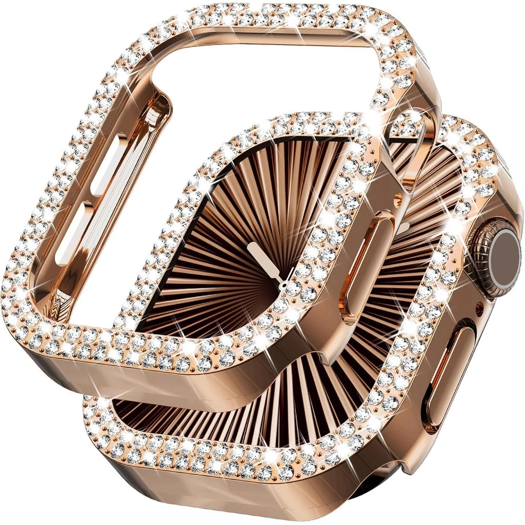 Funda hueca de diamante brillante para Apple Watch 46mm 42mm 40mm 41/44/45/49/41mm para iWatch Series 11 10 9 8 7 6 5 4 3 funda protectora