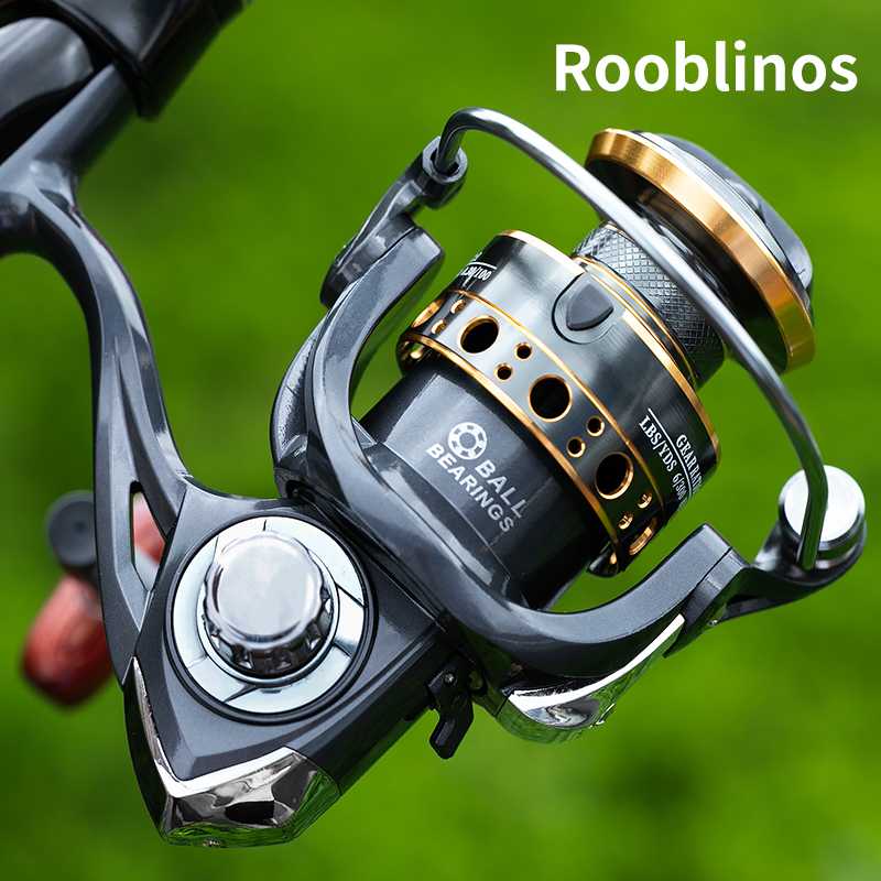 Rooblinos BK Carretilhas de pesca giratórias para água salgada, carretel de metal de água doce, esquerda/direita, trota intercambiável, equipamento de pesca de carpa