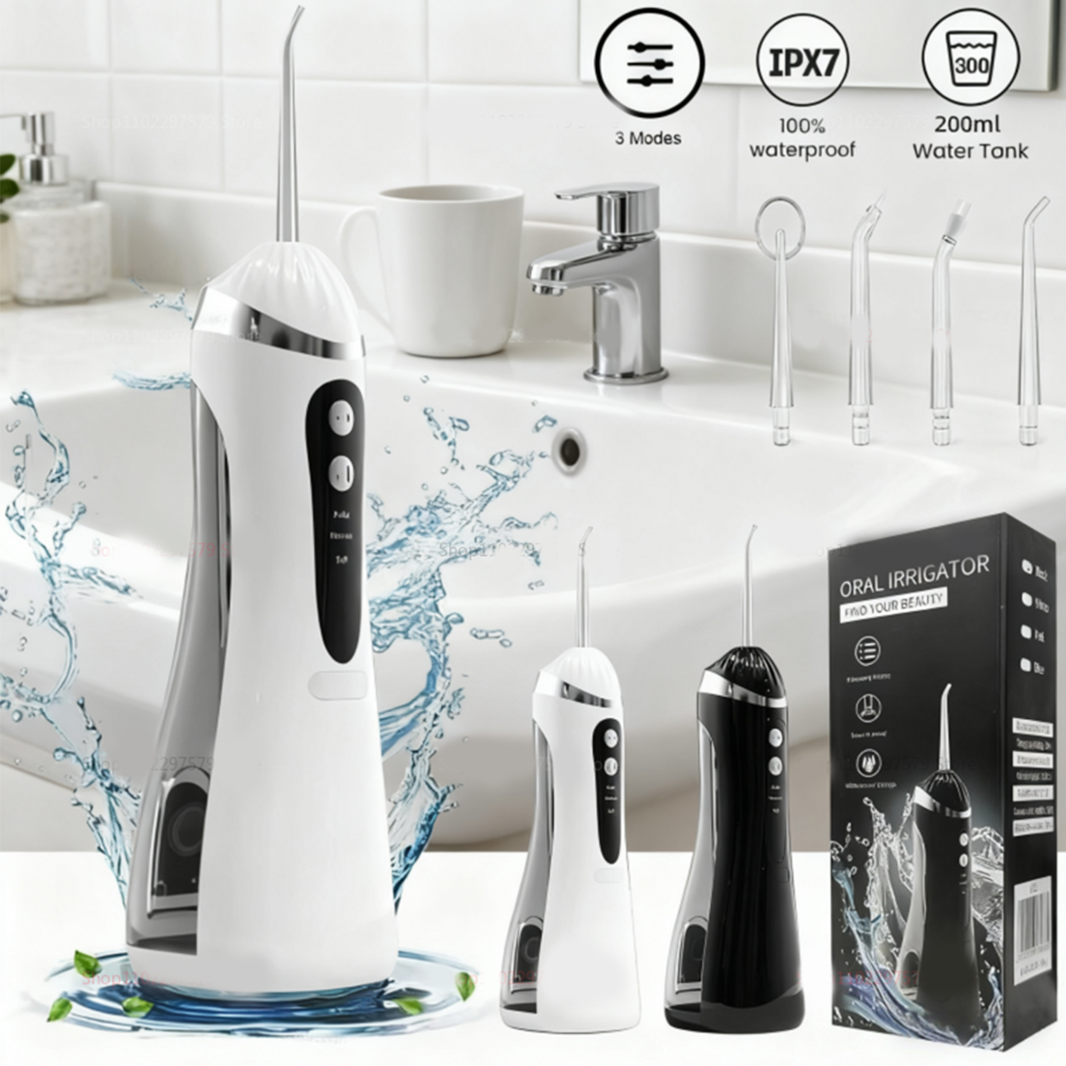 Oral Irrigator 3 Cleaning Modes Portable Rechargeable Waterproof IP65 Dental Water FlosserTeeth Whitening Jet Floss 200ML