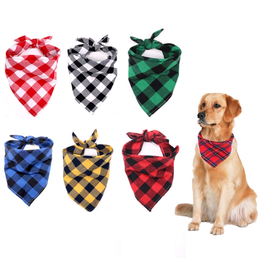 Pañuelo grande a cuadros para perros Dag, pañuelos gruesos para mascotas, bufanda de algodón para invierno, suministros para mascotas, accesorios para perros, pañuelos para perros a la moda, 1 Uds.