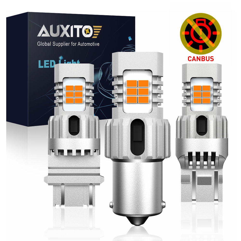 AUXITO 2X 7440 LED T20 W21W WY21W 1156 BA15S 3157 P27/7W Светодиодные лампы Canbus без ошибок Янтарно-желтый указатель поворота Без Hyper Flash