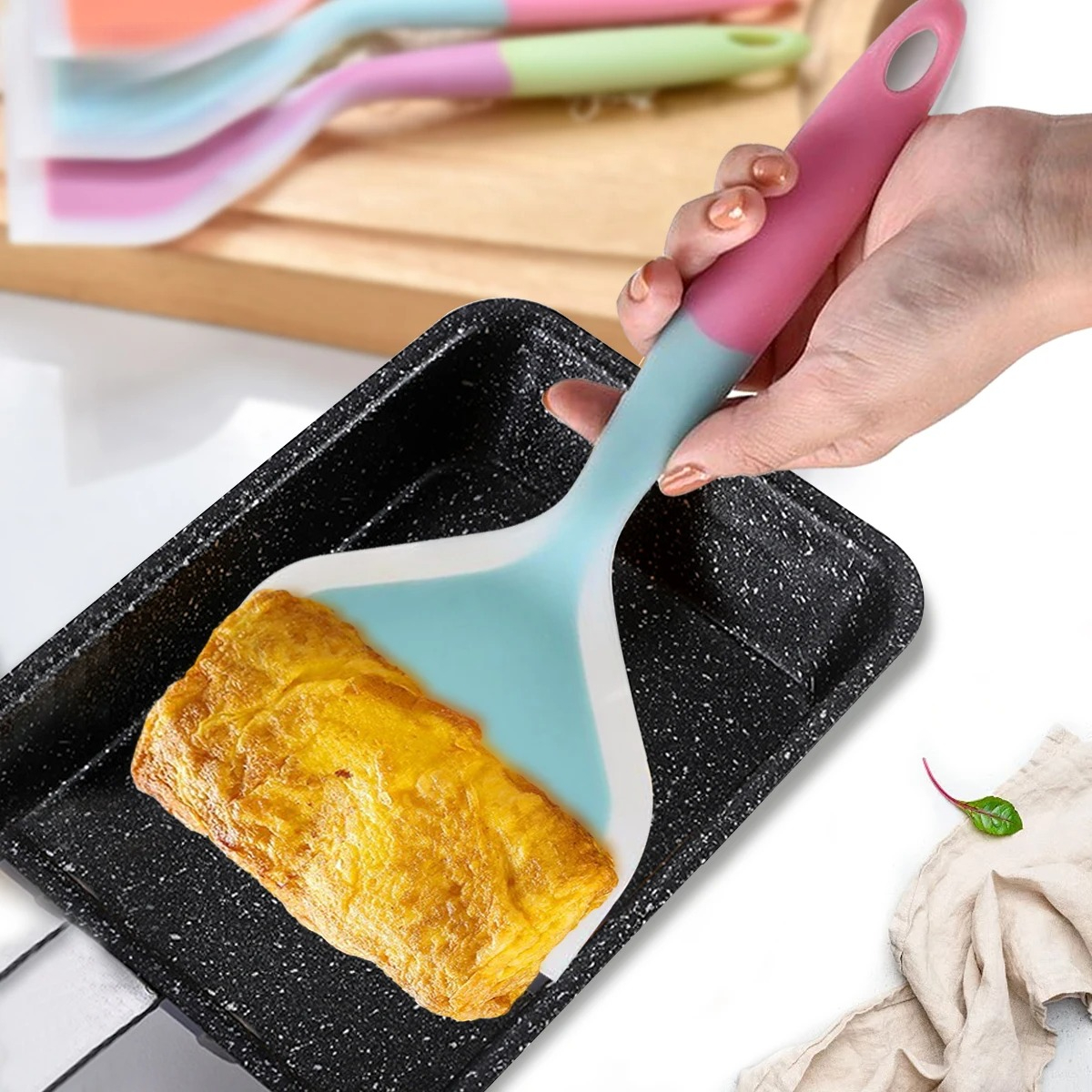 Espátula de silicone utensílios de cozinha carne de carne ovo raspador de cozinha ampla pizza cozinhar ferramentas pá antiaderente espátula cor aleatoriamente