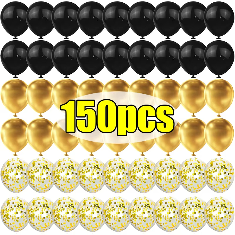 Venta al por mayor de globos de látex con lentejuelas brillantes, globo inflable negro y dorado para boda, fiesta, cumpleaños, Navidad, suministros de decoración del hogar