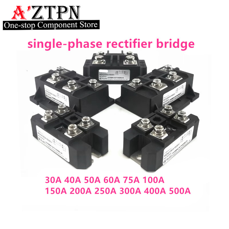 Puente rectificador monofásico MDQ100A1600V MDQ150A1600V 50A 60A 100A 200A 250A 400A 500A Diodo 300A-16 módulo disipador de calor DC 12VDC