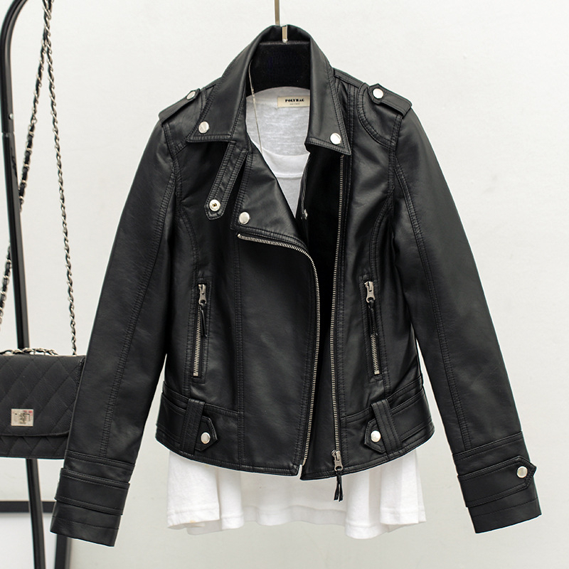 Outono feminino curto preto jaqueta do plutônio estilo punk gótico moda motocicleta jaqueta de couro casual casaco selvagem goth casacos de inverno
