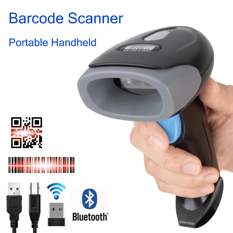 1D/2D Barcode Reader USB แบบมีสาย/ไร้สาย 2.4G WIFI Bluetooth มือถือบาร์โค้ด QR Code Scanner CMOS ภาพความเร็วสูงถอดรหัส