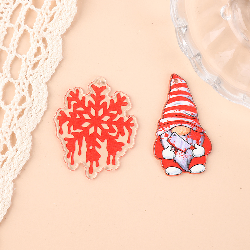 8 teile/los weihnachts zauber acryl gnom schneeflocke schmuck funde für halskette diy machen