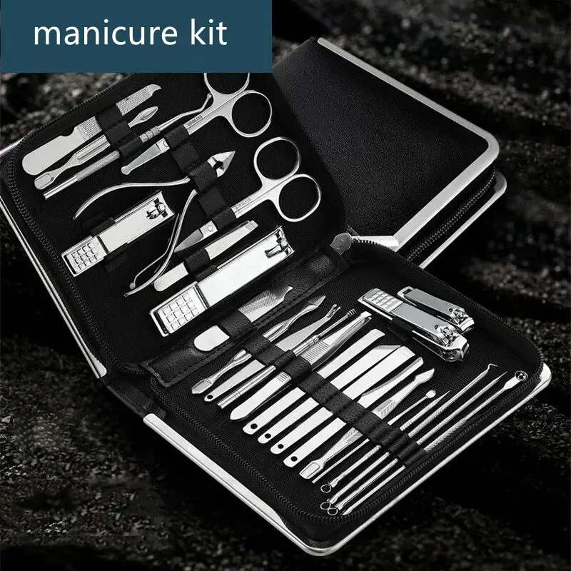 11-26 szt. Zestaw do Manicure obcinacz do paznokci ze stali nierdzewnej cążki do skórek Pedicure narzędzie do pielęgnacji martwy naskórek nożyczki zestaw do czyszczenia pielęgnacji