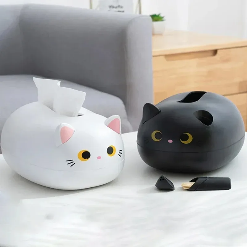 Pudełko na serwetki do salonu Pudełko na chusteczki dla kota Kawaii Pojemnik na papier kuchenny Pojemnik na papier toaletowy do łazienki w akademiku