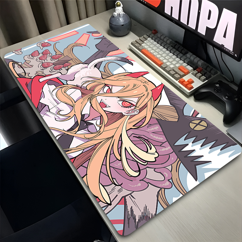 Alas Mouse Karet Anti Selip C-chainsaw Man Power Mousepad Laptop Gamer Kabinet Keyboard Pad Kantor Komputer Gaming Desk Mouse Mat