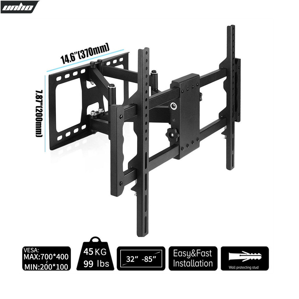 Braket TV Dinding Full Motion Tilt Swivel dengan Lengan Ganda untuk TV LED LCD 32-85 Inci