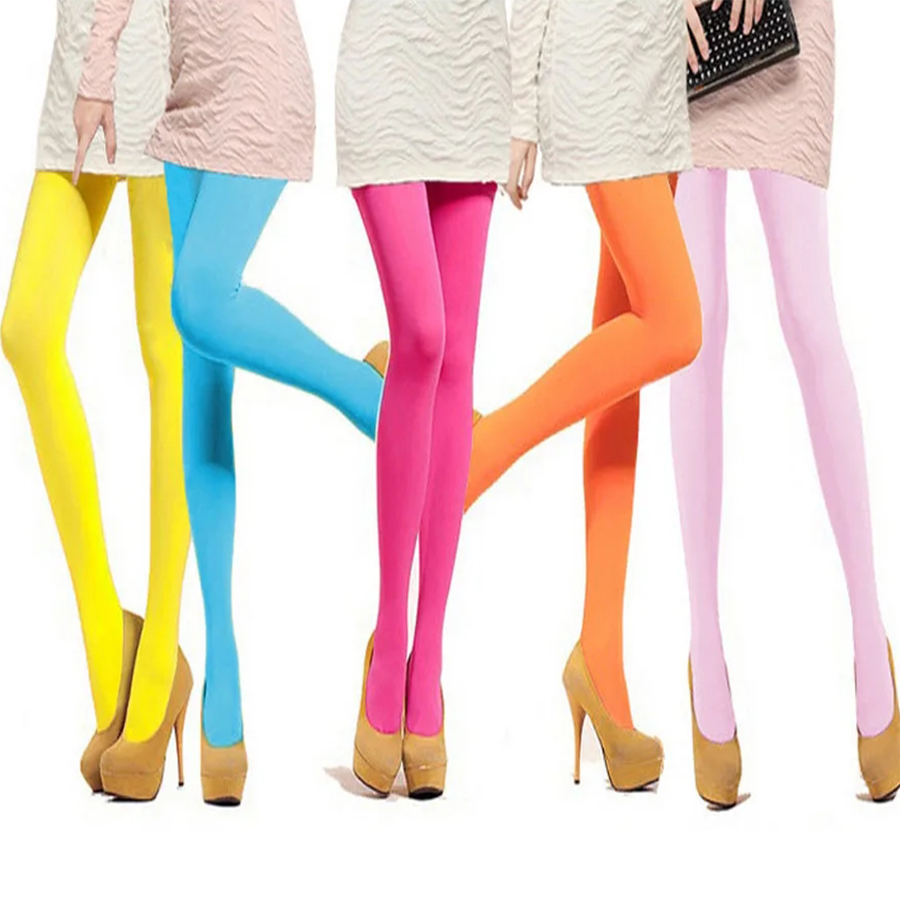 Collants opaques de couleur unie pour femmes, Leggings taille haute