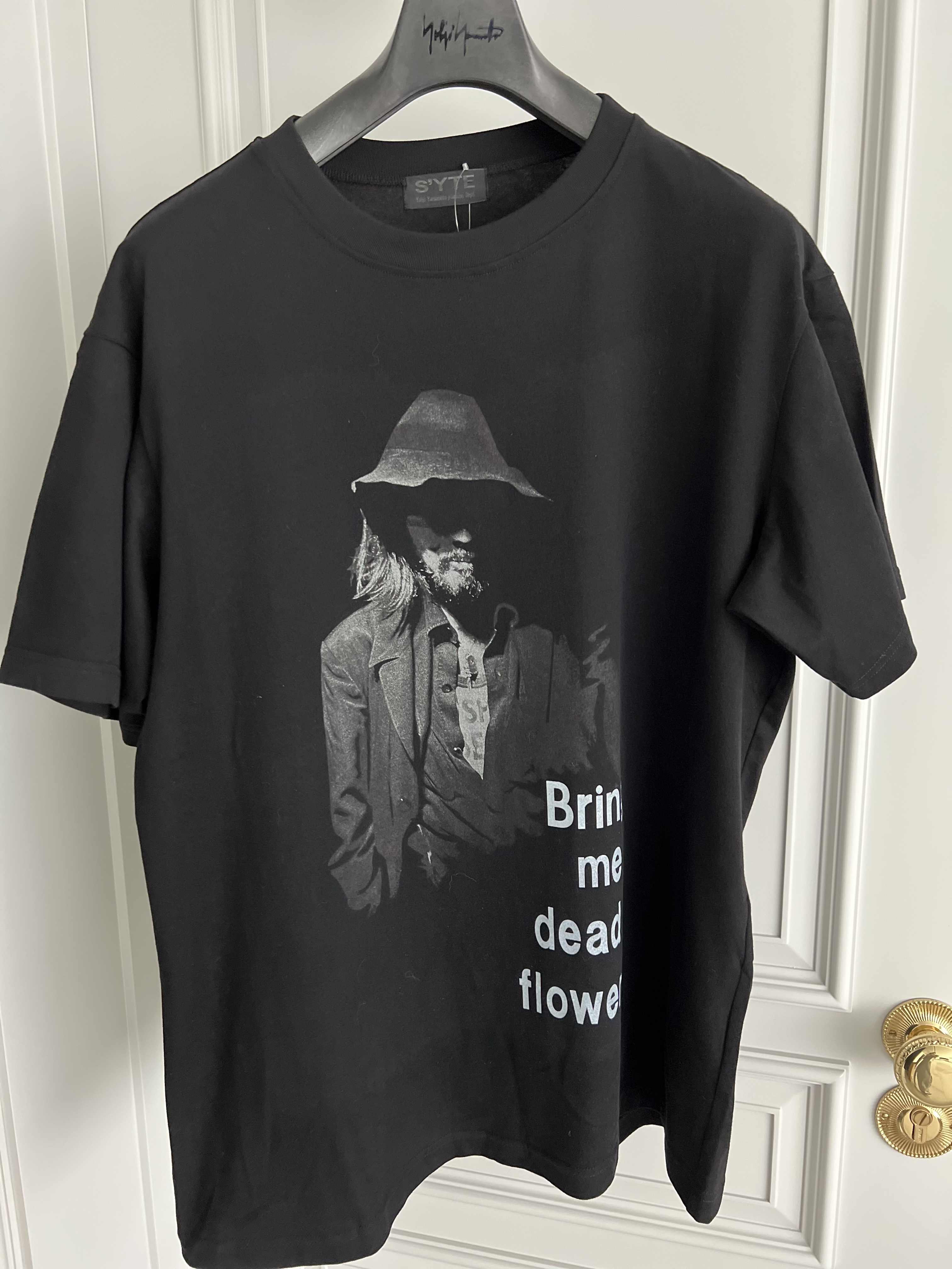 TOP-YAMAMOTO oryginalny design czystej bawełny czarny T-shirt z nadrukiem, ciemny T-shirt
