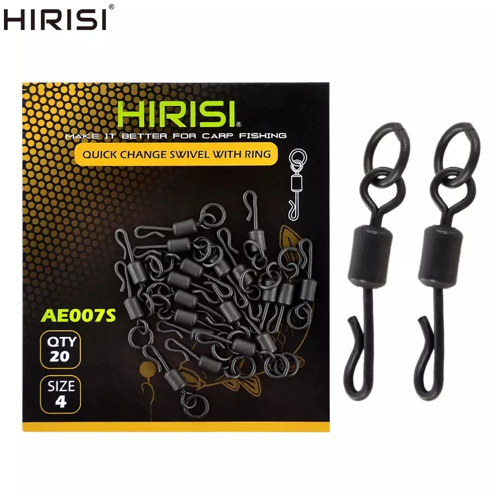 Hirisi 20 pièces carpe Terminal de pêche accessoires de matériel corps Long en forme de Q pêche pivotant Snap avec anneau solide AE007S