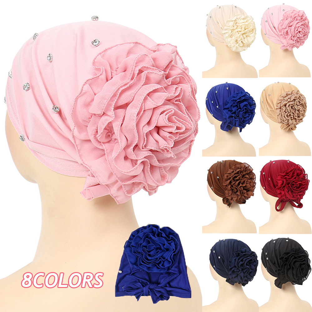 Nuove donne musulmane Hijab Pre-legato interno Hijab Caps morbido cotone indietro fiore donne musulmane hijab kebaya Islam Underscarf Hijab femme