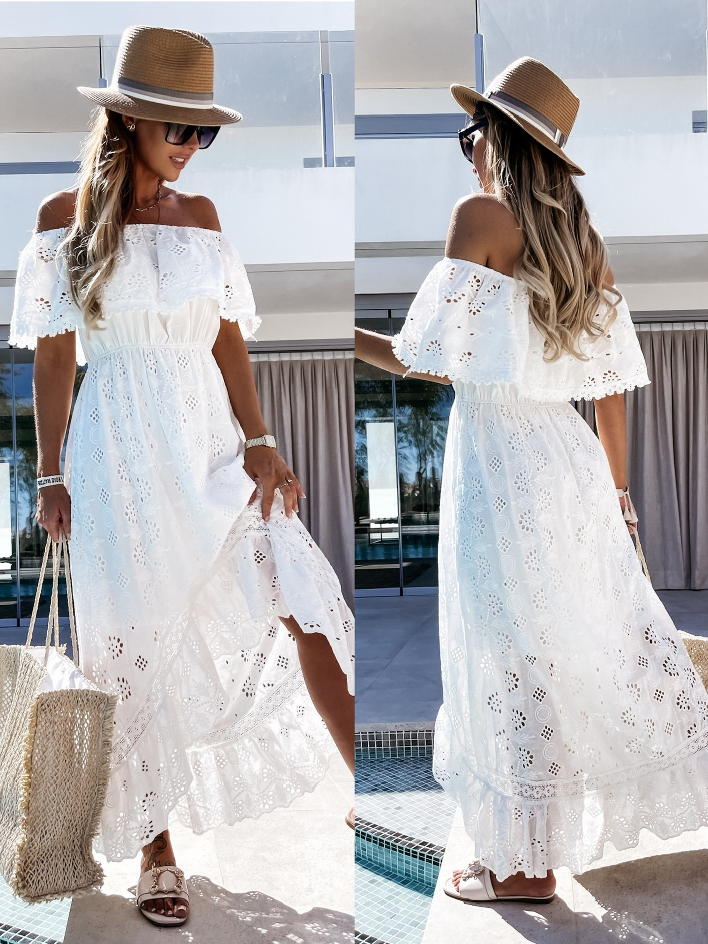ฤดูร้อนสีขาวชุดผู้หญิง 2025 อินเทรนด์ Casual Beachwear COVER-UPS ชุดใหม่ Boho Hippie Chic Long Maxi Dresses Elegant PARTY