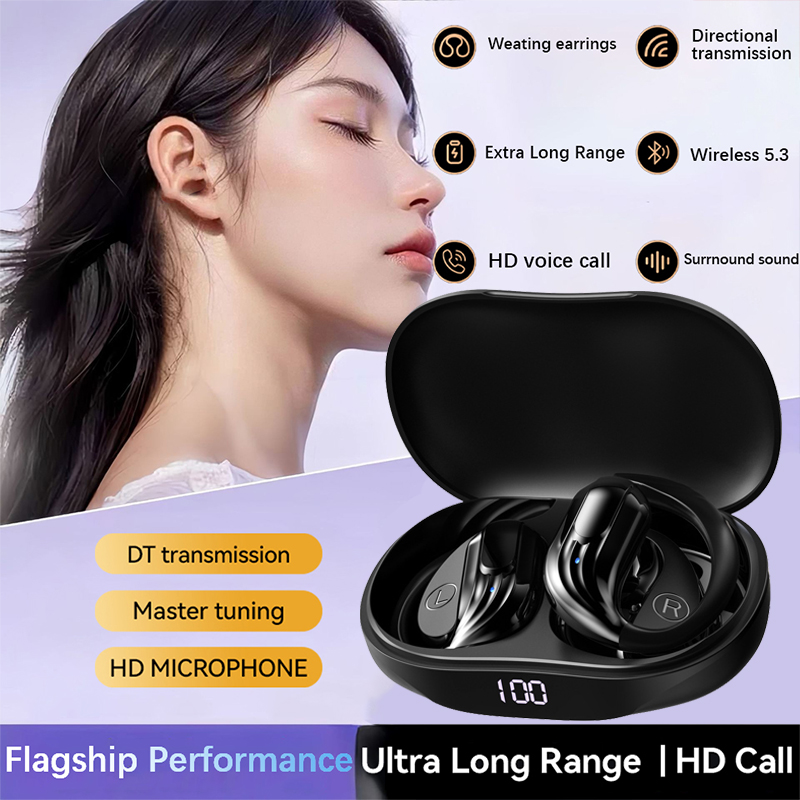Auriculares Inalámbricos Q13 Bluetooth 5.3 con Micrófono, Control Táctil, Reducción de Ruido, Ganchos para las Orejas, Resistentes al Agua