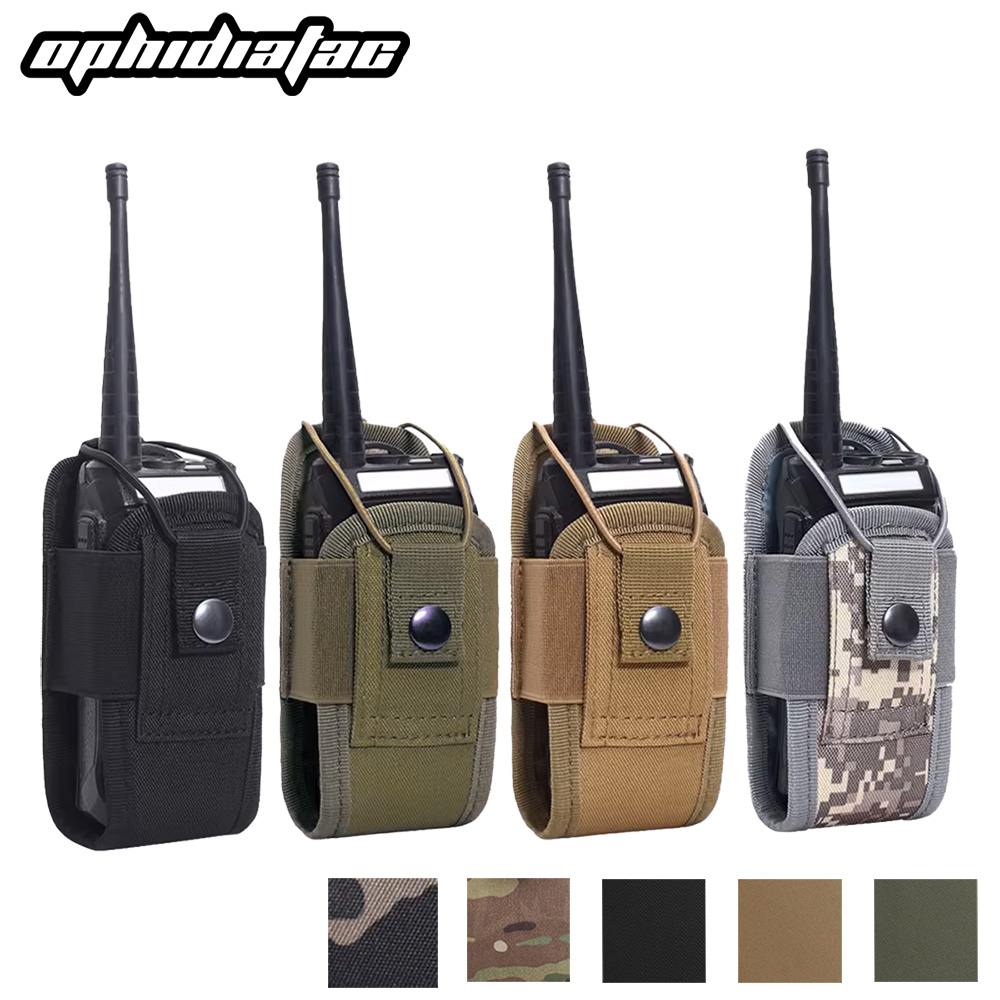 OPHIDIAN Molle Radio Walkie Talkie, tas pinggang 1000D kantong berdiri portabel membawa Aksesori berburu