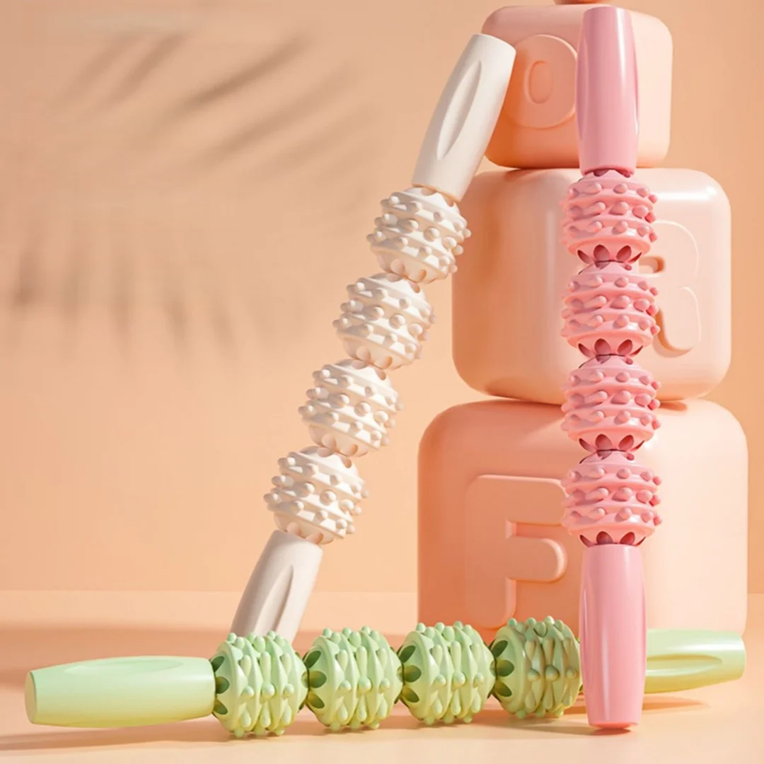 Massage stick, spiked roller, leg muscle relaxer, yoga roller, slimming calf roller, full-body massage yoga stick