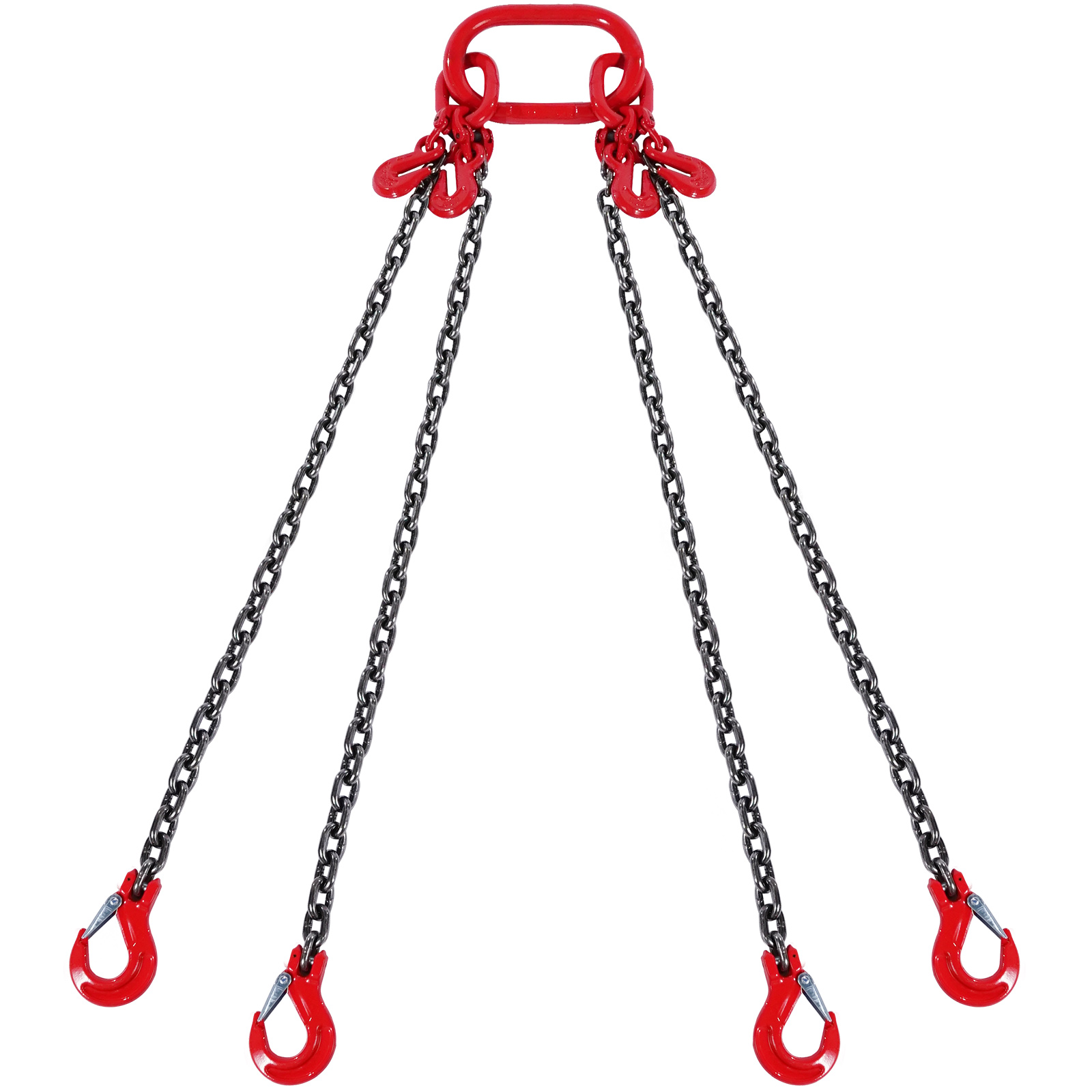 SucceBuy 6/8/10MM Chain Sling 5/10 ft Lifting Chains with 4 Leg Grab Hooks & Adjusters G80 for Engine Chain Hoist Lifting Tool