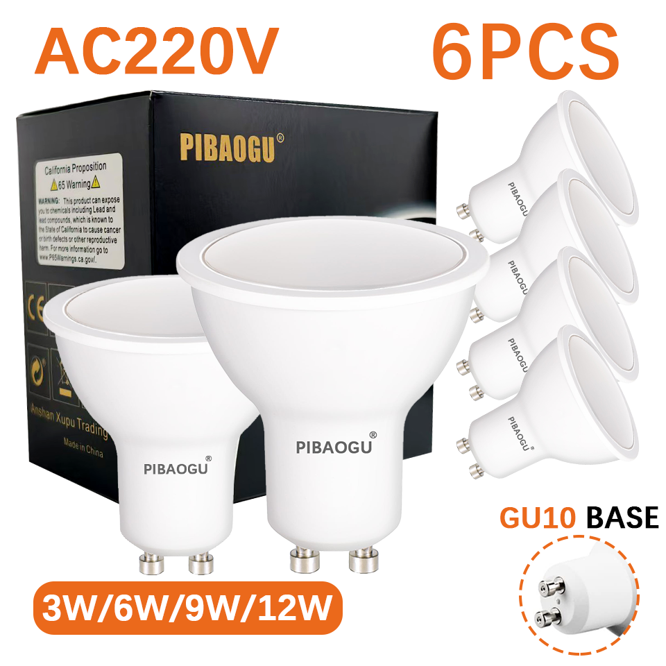 6PCS LED Luzes Lâmpada Spot Light GU10 120 °   O holofote AC220V conduziu luzes reguláveis do ponto MR16 GU10 LED nenhum cintilação para a decoração caseira