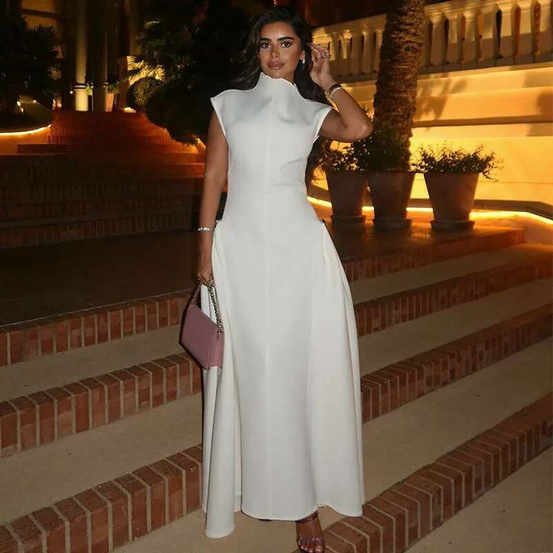 2023 Nieuwe Lente/Zomer Nieuwe Mode Effen Kleur Mouwloze Taille Collectie Jurk Voor Dameskleding Jurk Gewaad vestido Vrouwen