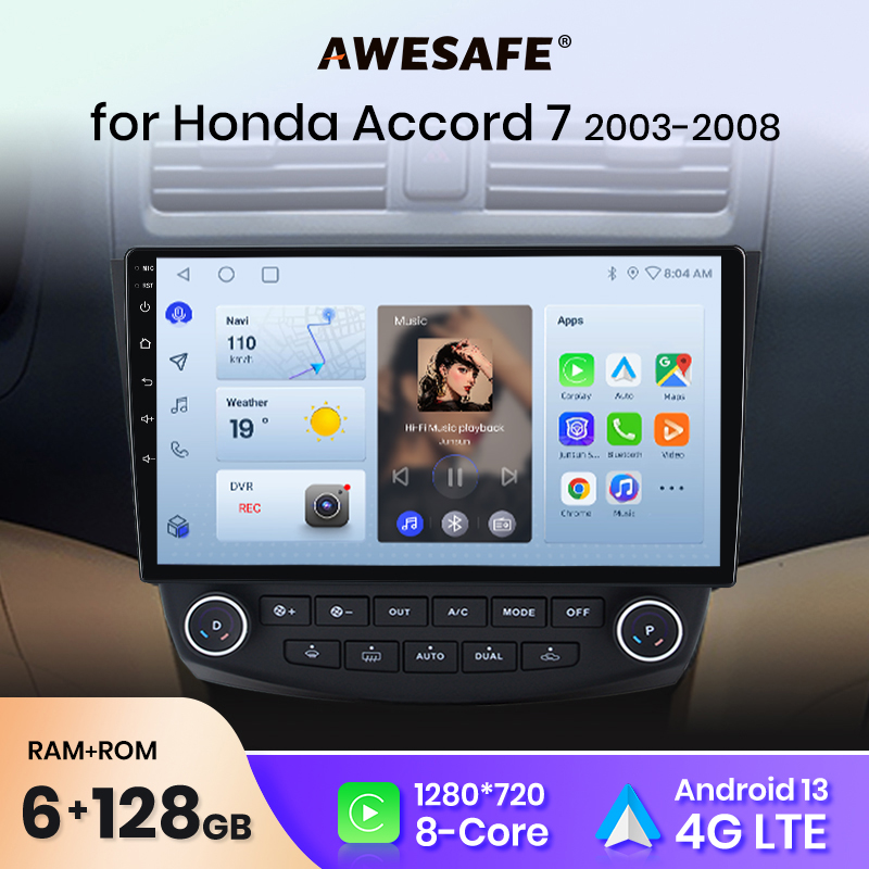 Awesafe ai voice 2 din android auto radio für honda accord 7 2013-2018 carplay 4g auto multimedia gps 2din autoradio