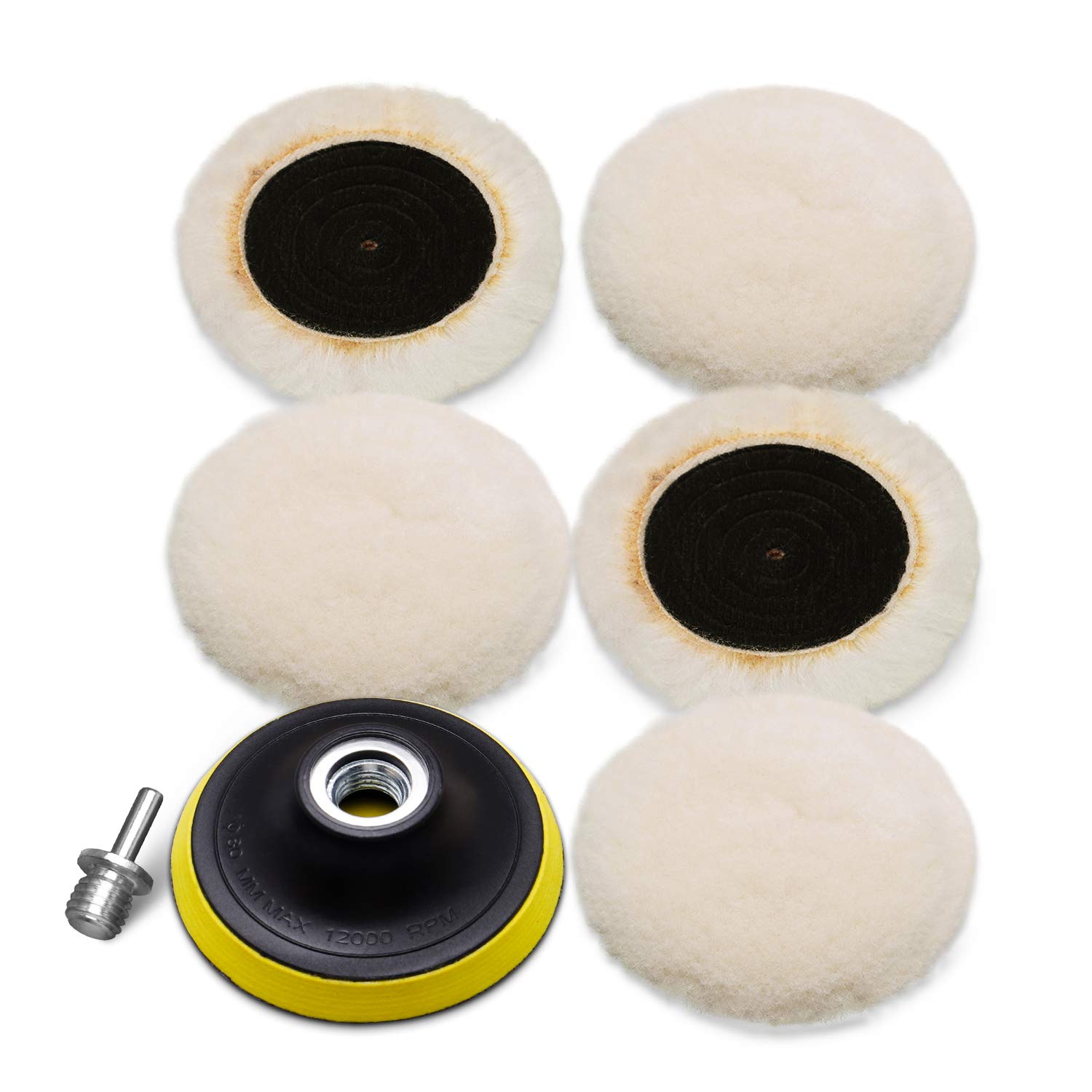UEESHOP, 5 uds., Kits de pulido de 3 pulgadas, almohadilla de pulido, esponja para encerado de coche, disco, rueda de lana, cuidado de pintura automática, almohadillas pulidoras, herramientas de dispositivos para coche