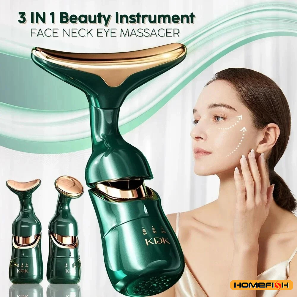 HOMEFISH 3-in-1 gezichtsliftapparaat Nek Gezichtsoogmassage Gezicht Slanker EMS Schoonheid Huidverstrakking Rimpel Anti-gezichtsmassager