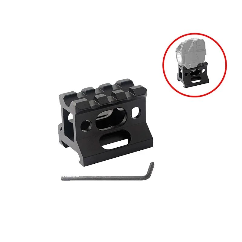 Suporte Riser Scope Mount, ver através do design, peso leve, 1 Polegada Altura, Lanterna Óptica, Laser montado caça