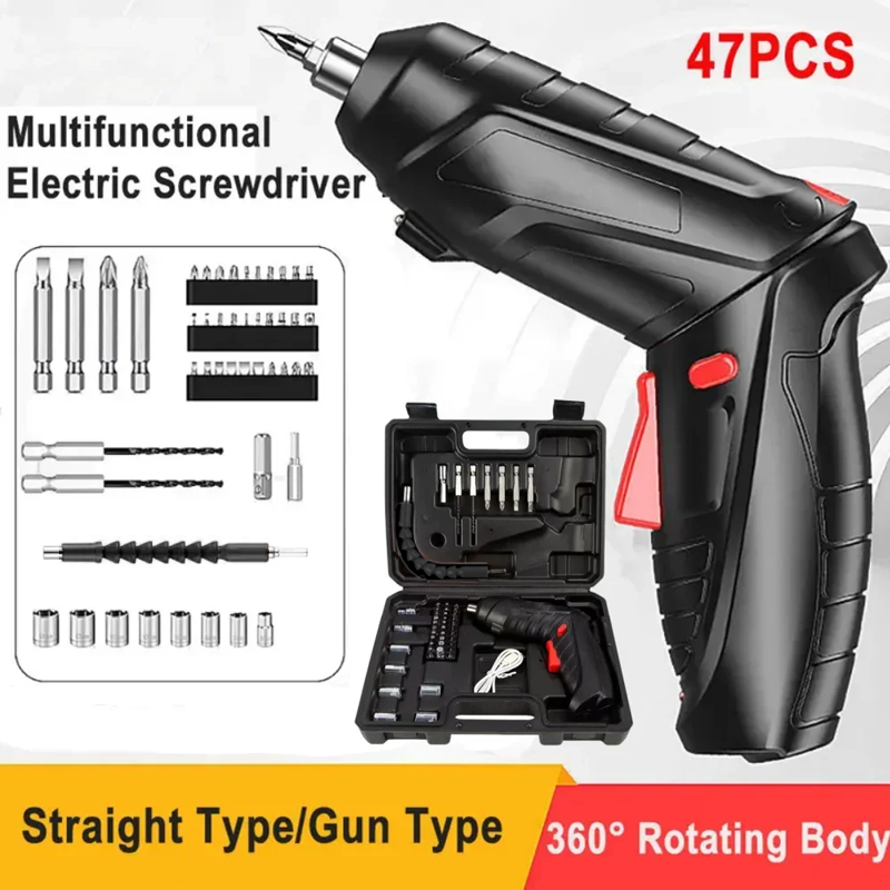 47PCS 3,6 v Werkzeuge Set Haushalt Wartung Reparatur Wiederaufladbare Lithium-Batterie Haushalt Elektrische Bohrmaschine Akkuschrauber