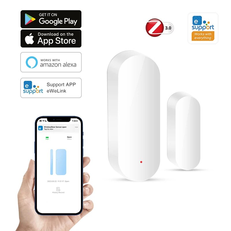 Zigbee スマートドア窓センサー開閉検出器 EWeLink アプリ制御セキュリティアラーム Alexa Google Home と連携