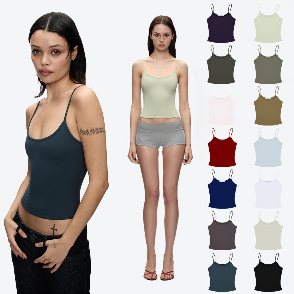 Tanktop Zomer Effen Kleur Slim-Fit Camisole Basic Veelzijdige Afslankende Top Zonder Mouwen Multi-Color Basic Veelzijdige Top voor Dagelijks Gebruik