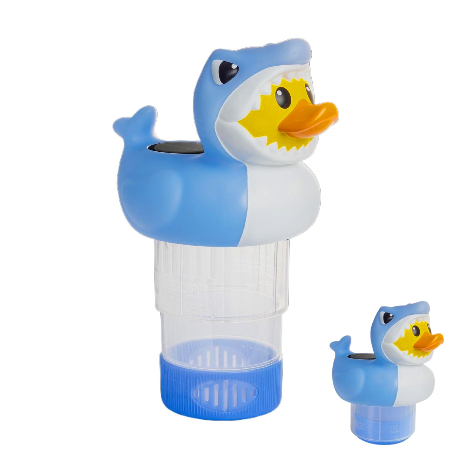 Dispenser Klorin Mengambang Hiu Bebek Pengapung Klorin Kolam Surya Dispenser Klorinator Lampu Malam Hemat Energi Surya untuk