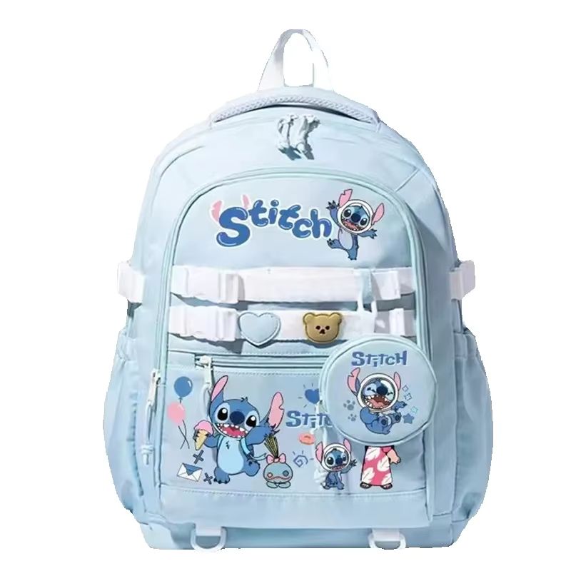MINISO Disney Stitch dibujos animados niños adolescentes mochilas escolares de gran capacidad Mochila de estudiante de moda Mochila de viaje para niñas Mochila nueva