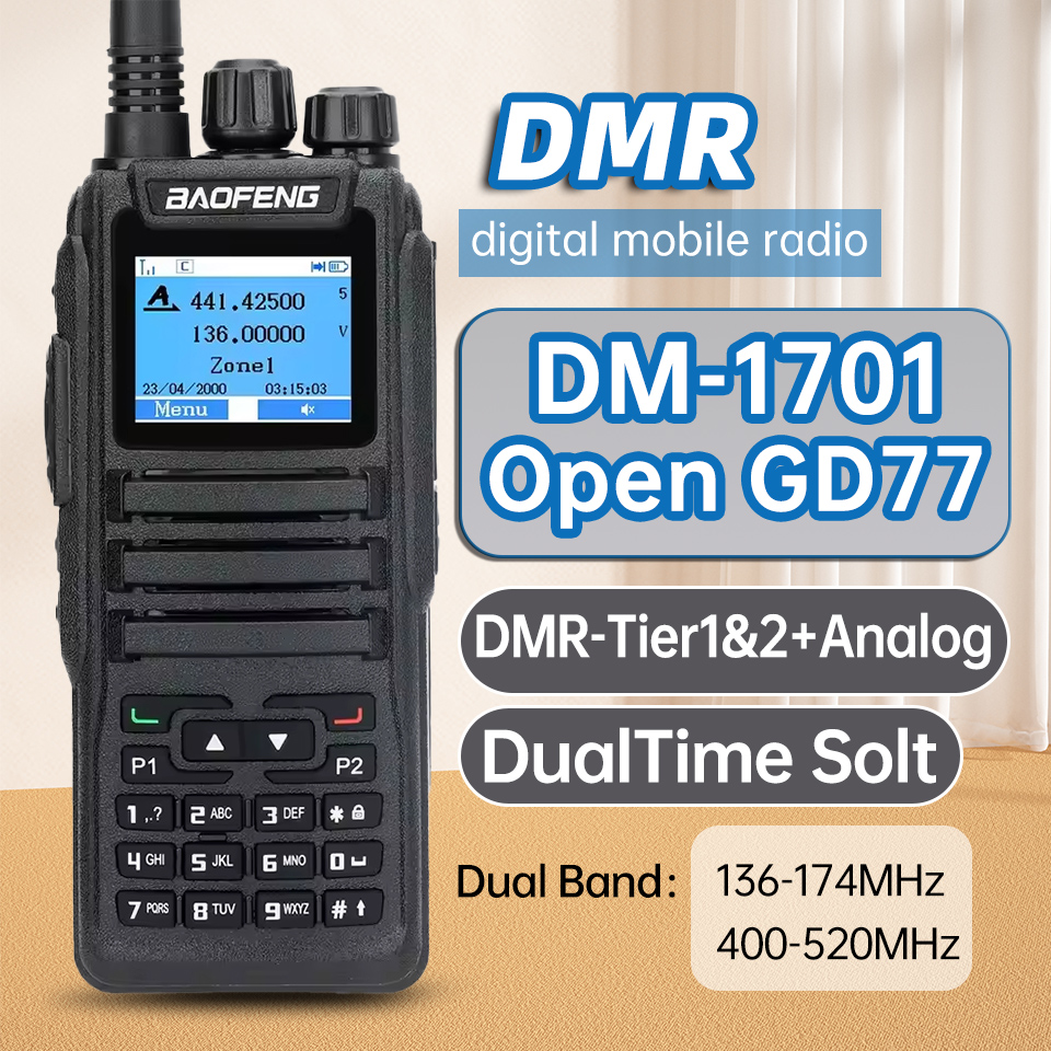 Baofeng DMR DM 1701 Digitale Walkie Talkie Modo Duplo Analoge tweewegradio Open GD77 Dual Time Slot Nível 1 + 2 Hamradio DR 1801