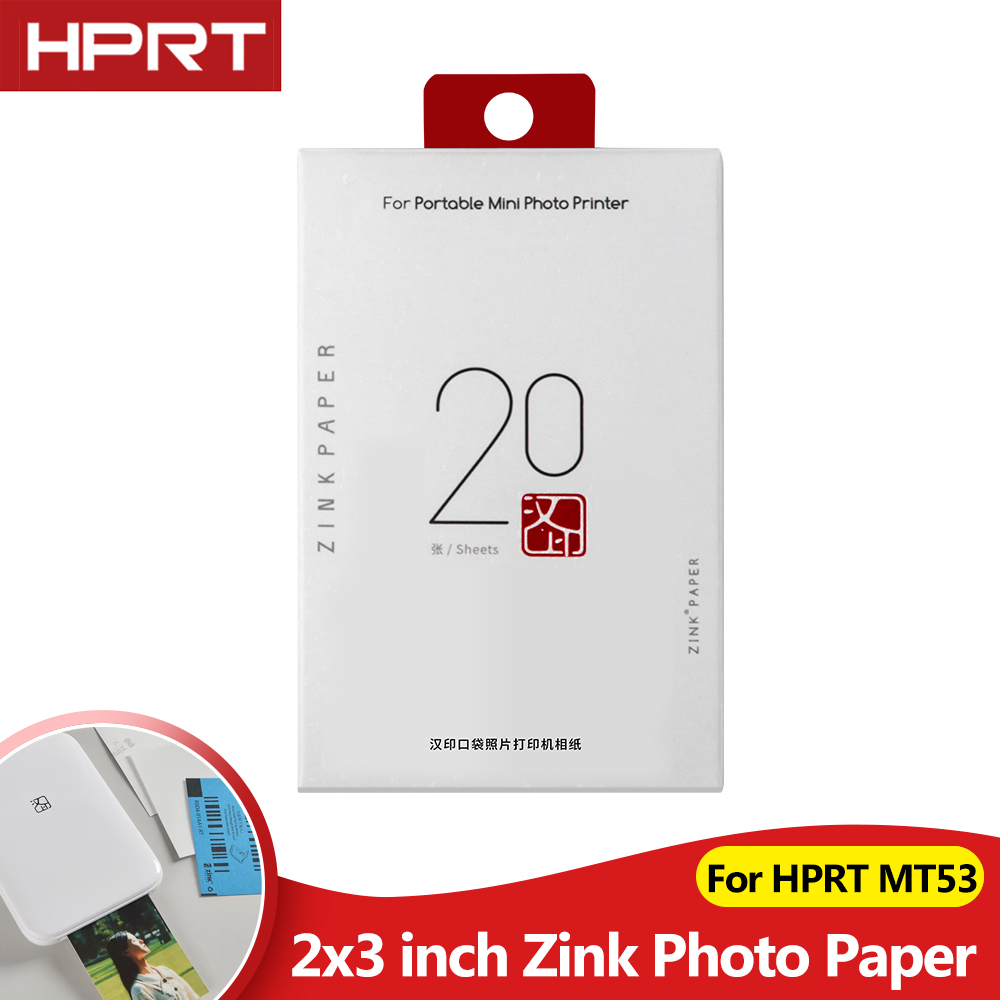 Papel fotográfico de Color Zink de 20 piezas, papel fotográfico de transferencia térmica con respaldo adhesivo de 2x3 pulgadas para impresora fotográfica de bolsillo HPRT MT53