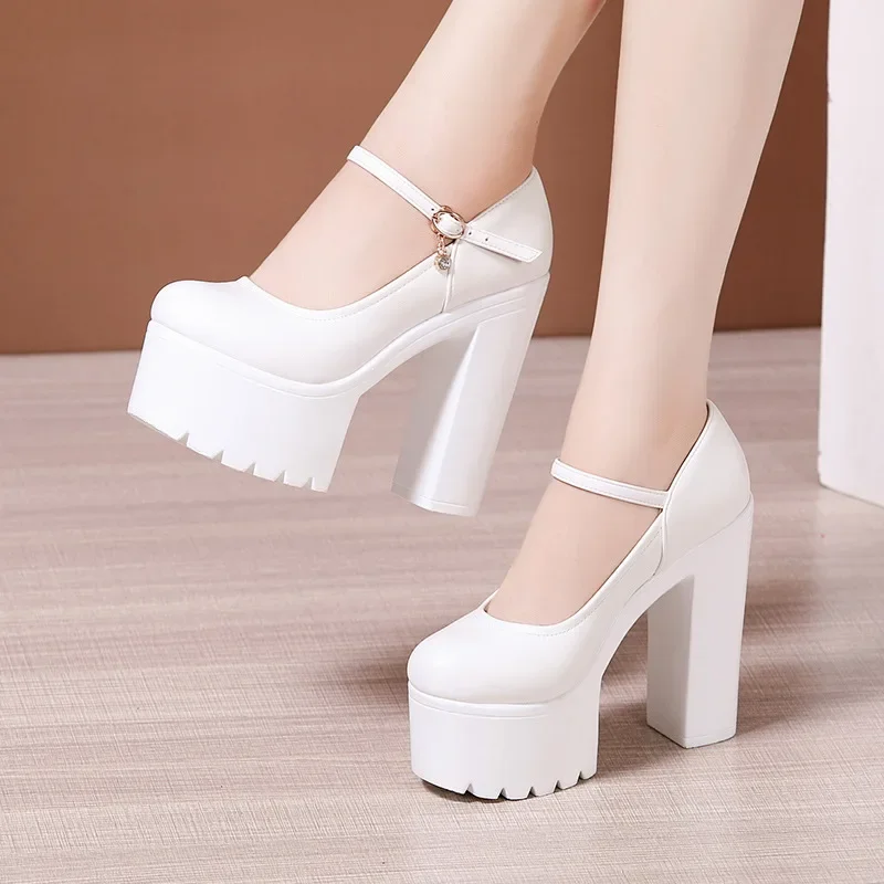 Sapatos de Casamento Femininos de Moda em Vermelho, Prata e Branco, Tamanho Pequeno 32-43, Salto Alto de 15cm, Modelo Plataforma para Festas
