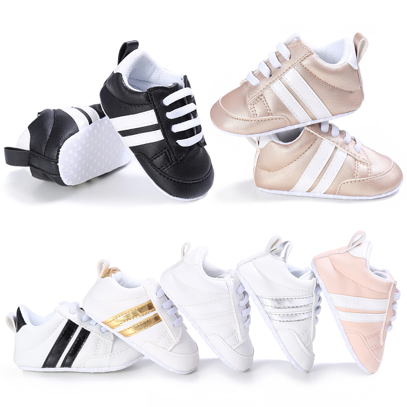 Criança bebê menina sapatos 0 a 3 6 9 12 18 24 meses casual bonito ouro branco bebê menino sapatos primeiros caminhantes sapatos de berço macio infantil