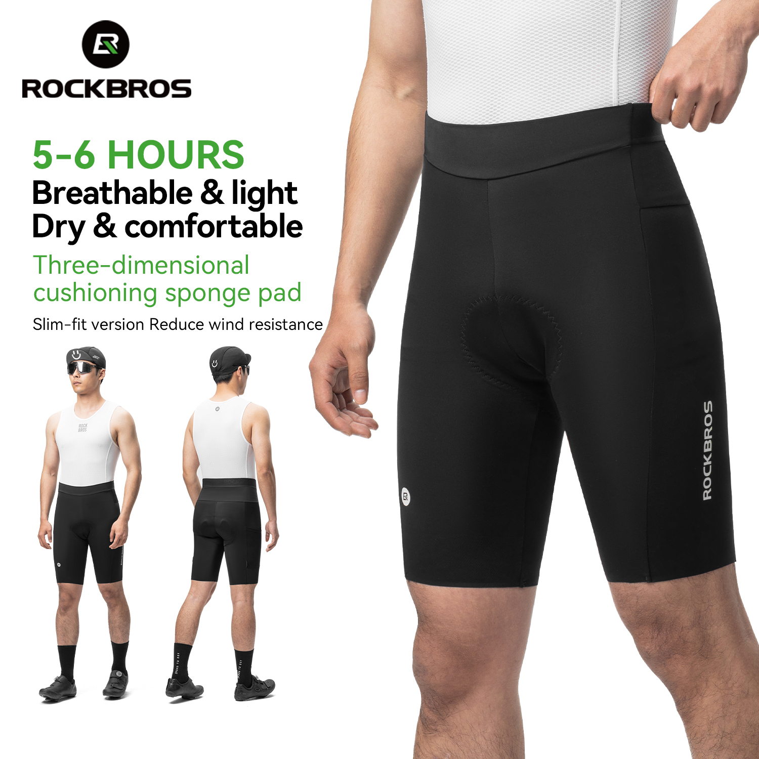 ROCKBROS Cycling Shorts Breathable Bicycle Pants UnderWear Lightweight Summer 5-6 Hours Riding Sports Cycling Bibs Shorts