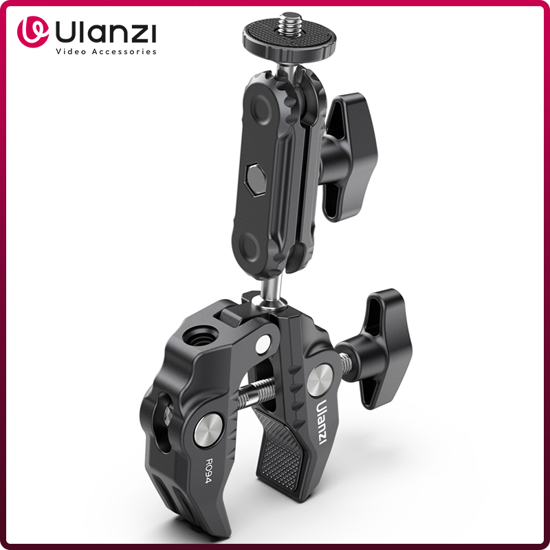 Ulanzi Metalowy super zacisk z podwójną głowicą kulową Magic Arm do kamery Światło Mikrofon Monitor wideo Zacisk 1/4 3/8 Gwint do prętów Hak