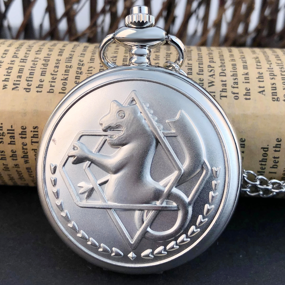 Простые Серебряные Металлические кварцевые карманные часы Alchemist Аниме дизайн часов кулон для фанатов ожерелье цепь Подарки
