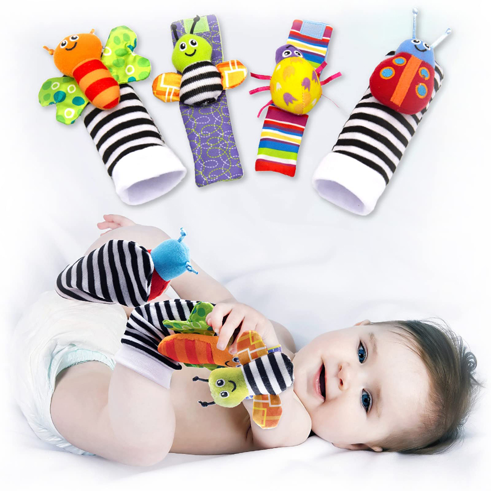 Calcetines para pies, sonajeros para muñeca, juguetes para recién nacidos, desarrollo del cerebro para bebés, juguetes para niños, sonajeros de manos y pies adecuados para bebés