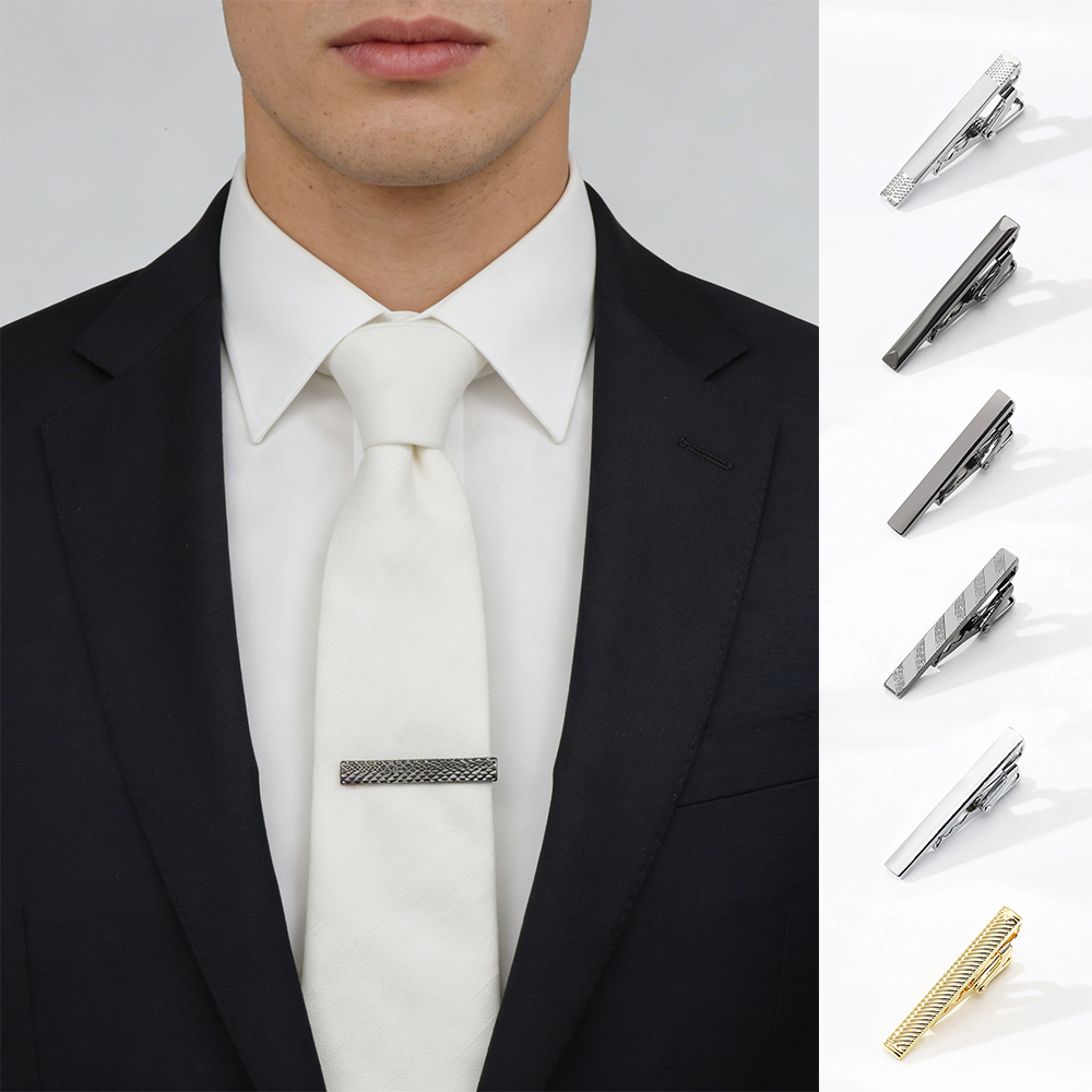 Nowa Klasyczna Solidna Uniwersalna Męska Krótka 4cm Modna Ozdoba do Krawata Złota Srebrna Wąska Ozdoba do Krawata Ekskluzywny Personalizowany Styl Klipsy do Kołnierzyka