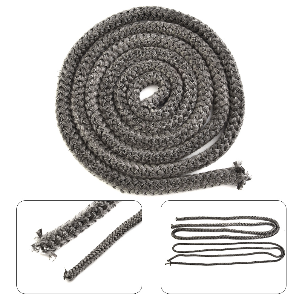 Corda de vedação de lareira 10/12mm, porta de fogão a lenha, cabo de vedação autoadesivo de fibra de vidro, substituição de 2m, fita de junta preta