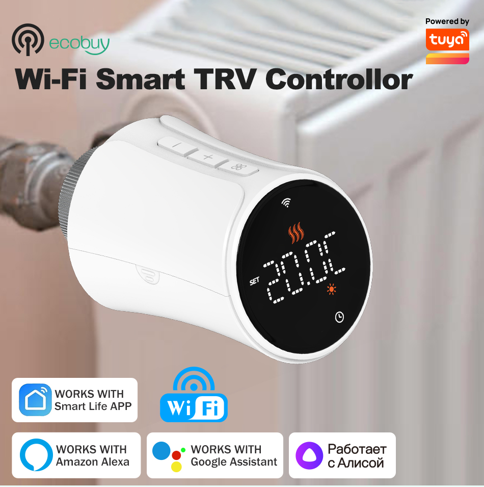 Tuya Wifi /Zigbee termostato válvula de radiador TRV válvula termostática Wifi termostato controlador de temperatura Alexa Google Home